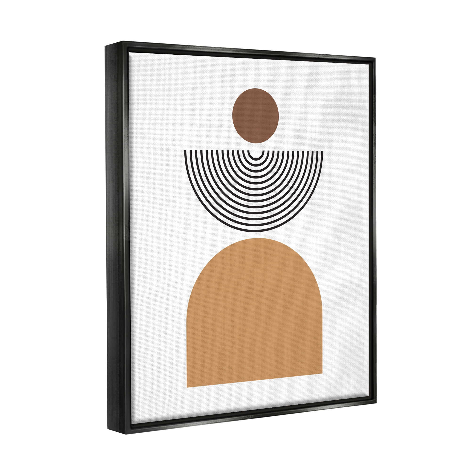 Stupell Industries Geometric Shapes on White Abstract Painting Black Floater Framed Art Print Wall Art, 17 x 21