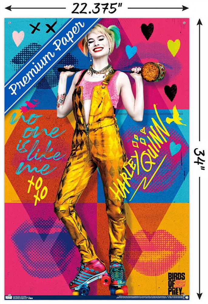 DC Comics Movie - Birds of Prey - Harley Quinn - Hammer Wall Poster with Push Pins, 22.375" x 34"