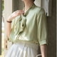 thumbnail image 3 of Blusa de manga corta con cuello de correa para mujer, camisa con colgante para ir al trabajo, 2023, 3 of 4