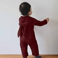 thumbnail image 6 of DHFJKG Infant Toddler Ribbed Hooded Jumpsuits Winter Clothes Long Sleeve Solid Color Button Down Onesie Newborn Lightweight Cozy One-Pieces, 6 of 6