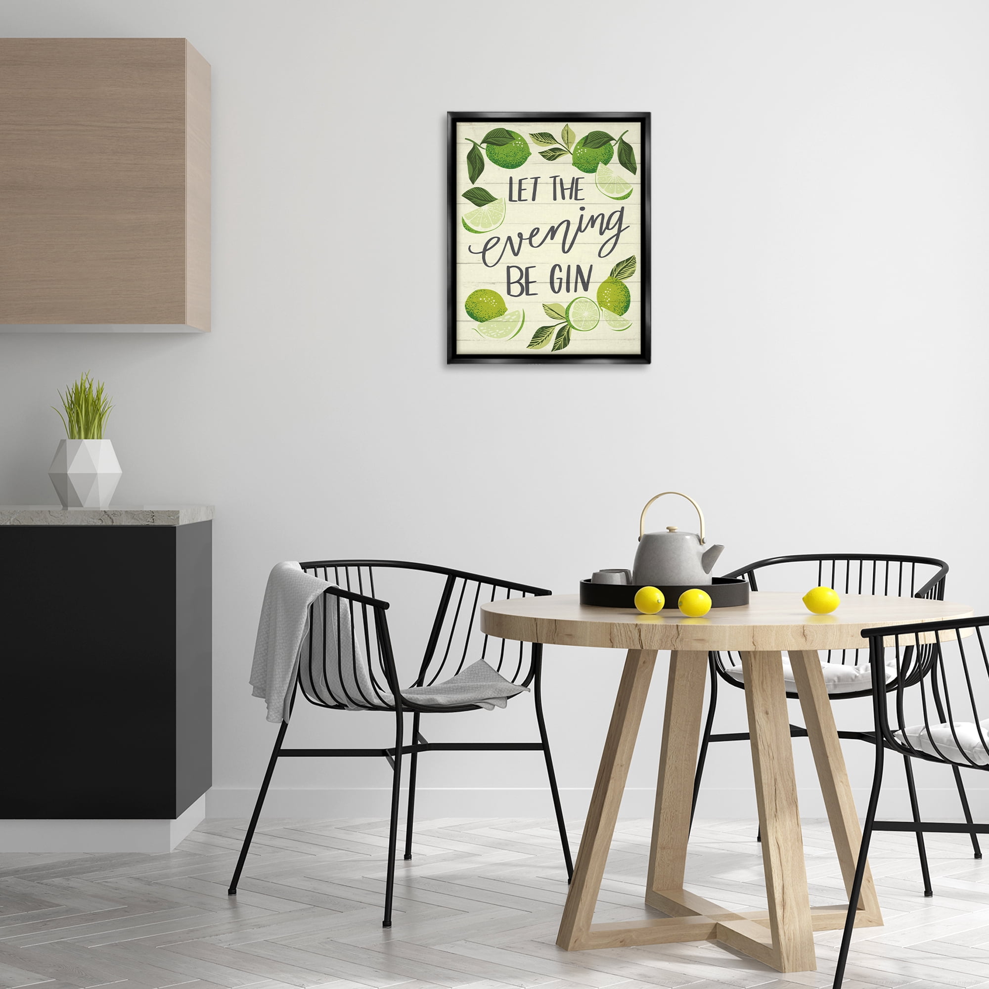 Stupell Industries Let Evening Be Gin Food & Beverage Painting Black Floater Framed Canvas Art Print Wall Art, 17 x 21