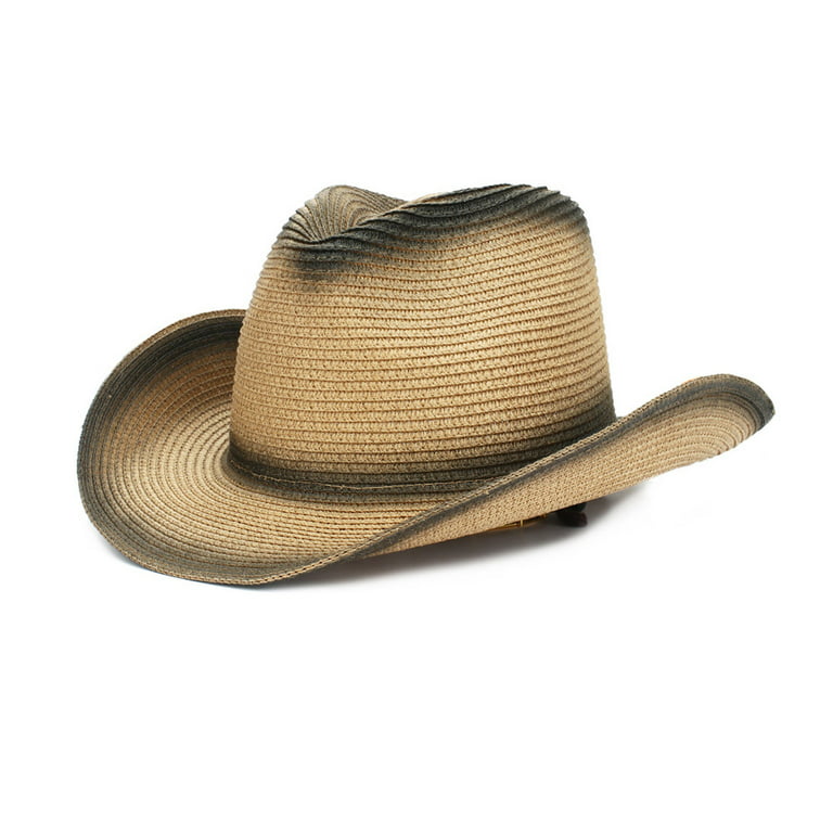 Fvwitlyh Summer Floppy Hat Men Women Cowboy Straw Hat England Jazz Big Eaves Mountaineering Ingot Hat Straw Party Outfit Men, adult Unisex, Size: One