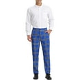 thumbnail image 2 of INSPIRE CHIC Men's Dress Pant Flat Front Stretch Business Plaid Pants, 2 of 6