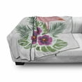 thumbnail image 2 of Hibiscus Soft Flannel Fleece Throw Blanket, Flamingo over Exotic Multicolored Petals, Cozy Plush for Indoor and Outdoor Use, 50" x 70", White Multicolor, by Ambesonne, 2 of 5