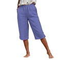 thumbnail image 4 of Axiiglly Bermuda Shorts for Women 2026 Cotton Linen Elastic Waist Straight Loose Fit Summer Beach Long Shorts with Pockets, S-3XL, 4 of 9
