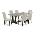thumbnail image 2 of East West Furniture V697EL635-7 - 7-Piece Small Dining Table Set - 6 Parson Dining Chairs and a Rectangular Dining Table Solid Wood Structure, 2 of 6
