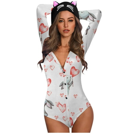 

Tejiojio Casual Women s Shorts Clearance Women Backless Print Long Sleeve Nightwear Jumpsuit Bodysuit Playsuit Romper