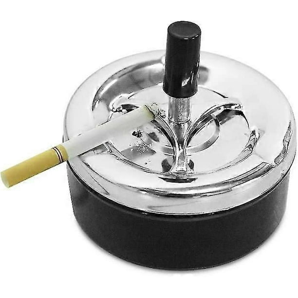 Ashtray, Stainless Steel Mini Round Push Down Ashtray With Spinning Tray Portable Cigarette Ashtray Smokers Smoking Ash Tray