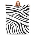 thumbnail image 3 of Leopard Print Blanket Zebra Print Black and White Fleece Throw for Bed Sofa Travel and Camping, Super Soft Cozy Fluffy Plush Cheetah Print Blanket for All Seasons, 3 of 10