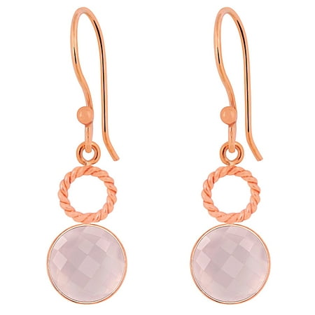Rose Quartz Cuff - 6.60 Cts Rose Quartz Gemstone Rose Gold Dangle Brass Earrings
