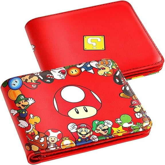 ZLC Leather Wallet for Boys Wallets for Girls Kids Wallet Cute Kawaii Anime Cool Cartoon Fun Purse Credit ID Card Slim Bifold Small Coin Purses for Teens Boys Minimalist Wallet, Red Malio