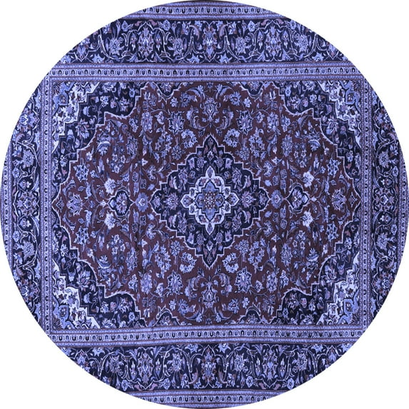 Ahgly Company Indoor Round Medallion Blue Traditional Area Rugs, 7' Round