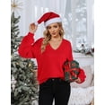 thumbnail image 3 of Jersey Messic con cuello en V para mujer, rojo, talla L, otoño 2024, 3 of 5