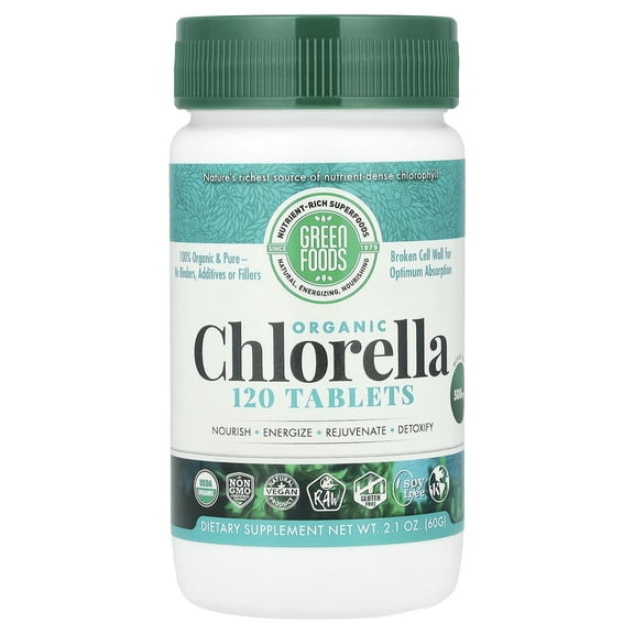 Green Foods Organic Chlorella 500 mg 120 Tablets