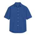 thumbnail image 5 of OIOLOYJM Shirts for Men Casual Cotton Button Down Shirts Summer Short Sleeve Lapel Relaxed Fit T-Shirts Dressy Holiday Outfits Blue 2XL, 5 of 5