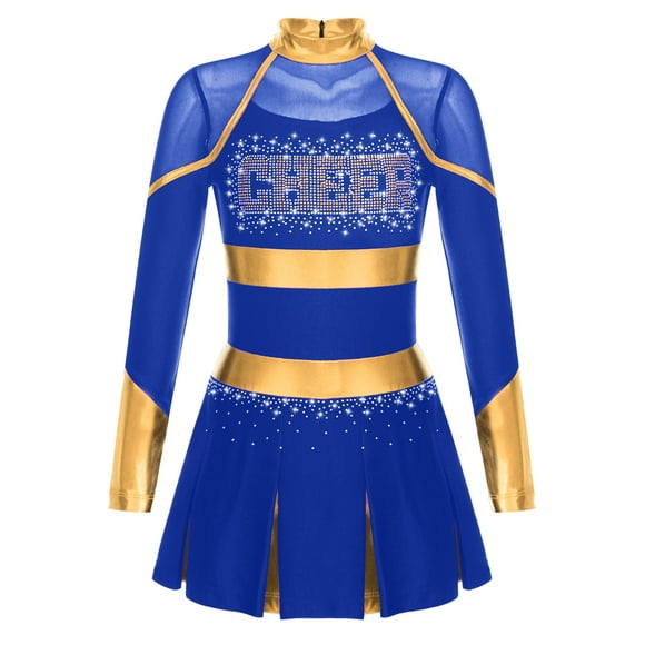 iiniim Kids Girls Cheerleading Uniform Dress Cheer Leader Costume Cosplay Outfits School Uniform Costume Dancewear Blue 10