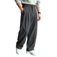 thumbnail image 4 of FGVCTG Mens Pleated Dress Pants, Classic Fit Stretch Waist Loose Lightweight Trousers Straight Casual Work Dress Slacks with Belt Loop Dark Gray M, 4 of 8