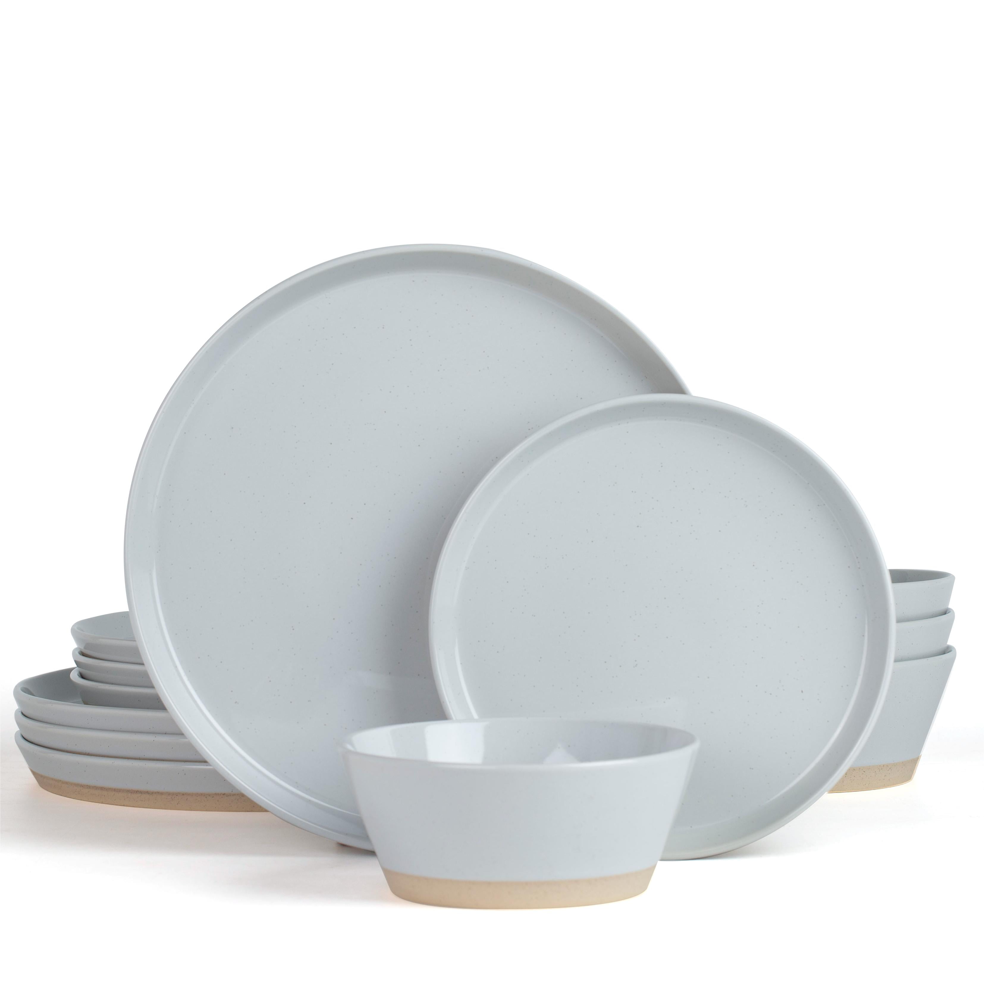 Famiware Saturn Dinnerware Sets, 12 Piece Speckle Dish Set, Plates and