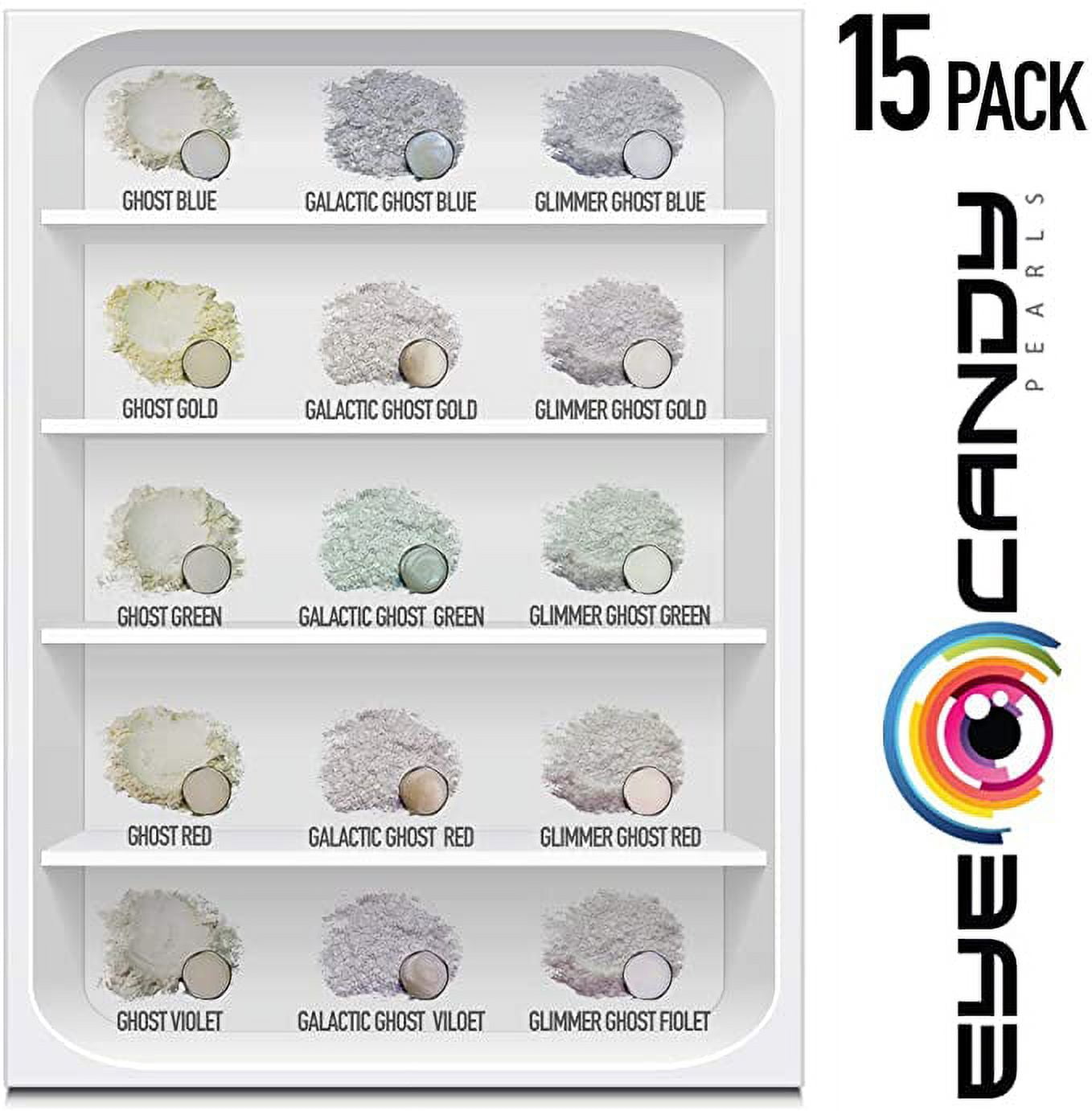 Eye Candy Mica Powder - Pigment Powder 20-Pack Set T - Colorant for Epoxy - Resin - Woodworking - Soap Molds - Candle Making - Slime - Bath Bombs - NA