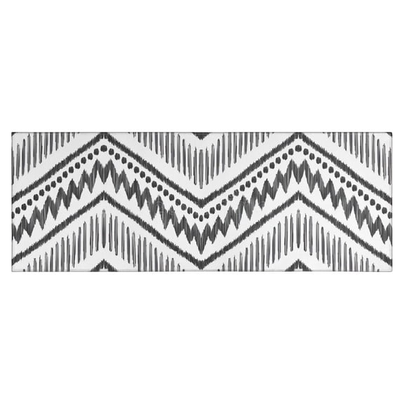 Black Geometric Chevron Dot Pattern Kitchen Rug Mat,Kitchen Runner Rugs Non Skid Washable,Decorative Kitchen Floor Mats for Kitchen,Sink,Laundry,17"X47"