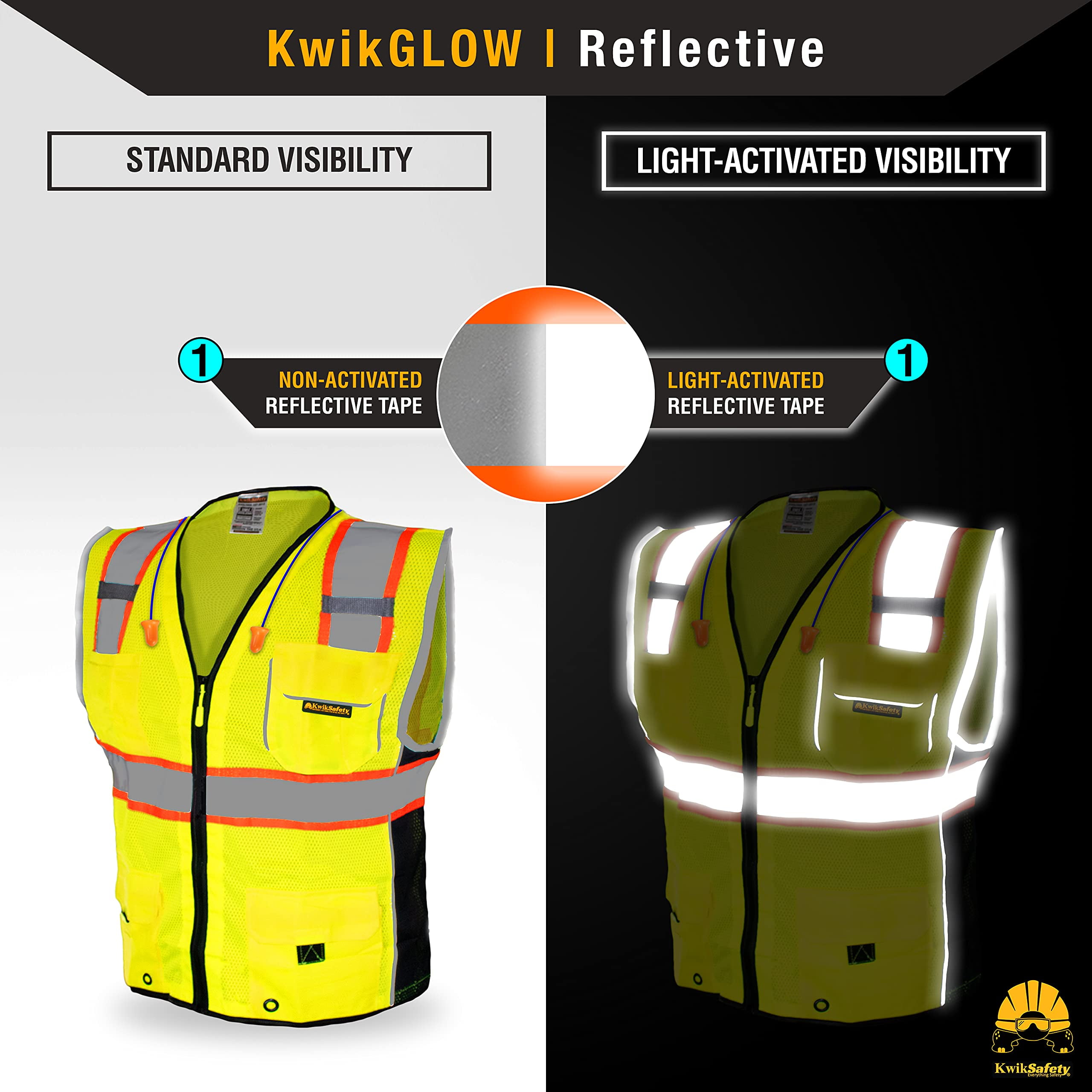 KwikSafety (Charlotte, NC) CLASSIC Safety Vest (JUMBO Pocket) Class 2 ANSI OSHA High Visibility Reflective Heavy Duty Mesh Zipper HiVis Construction Work Gear HiViz Men Women | Yellow 3X-Large