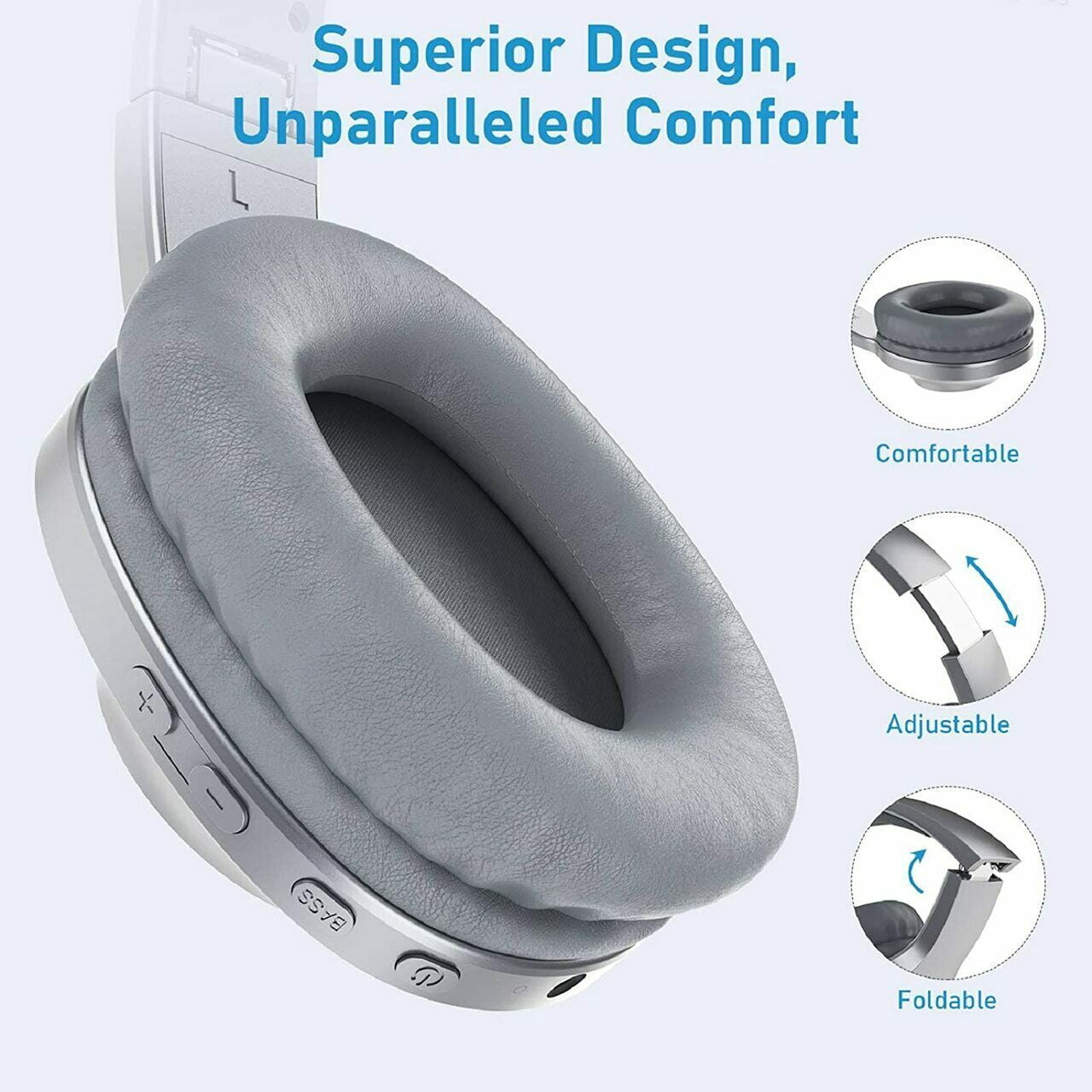 Wireless Headphones Foldable for iPhone 15/16/Plus/Pro/Pro Max/16e - Headset w Mic Hands-free Earphones Earbuds Over Ear