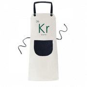 Chestry Elements Period Table Rare Gas Krypton Kr Apron Adjustable Bib Cotton Linen BBQ Kitchen Pocket Pinafore