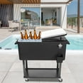 thumbnail image 2 of SYNGAR 80 Quart Rolling Cart on Wheels, Portable Ice Chest with Shelf, Bar Drink Cooler, Beverage Cooler with Bottle Opener and Drain Plug, for Party Patio Poolside Camping, Black, D6040, 2 of 10