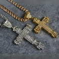 thumbnail image 6 of Ice City Men's Iced Cross Pendant Necklace, Gold & Silver Plated - Silver, 6 of 6