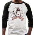 thumbnail image 2 of Country Ghost Howdy Three-Quarter Raglan Sleeve Baseball Shirt Unisex X-Large White/Black, 2 of 5