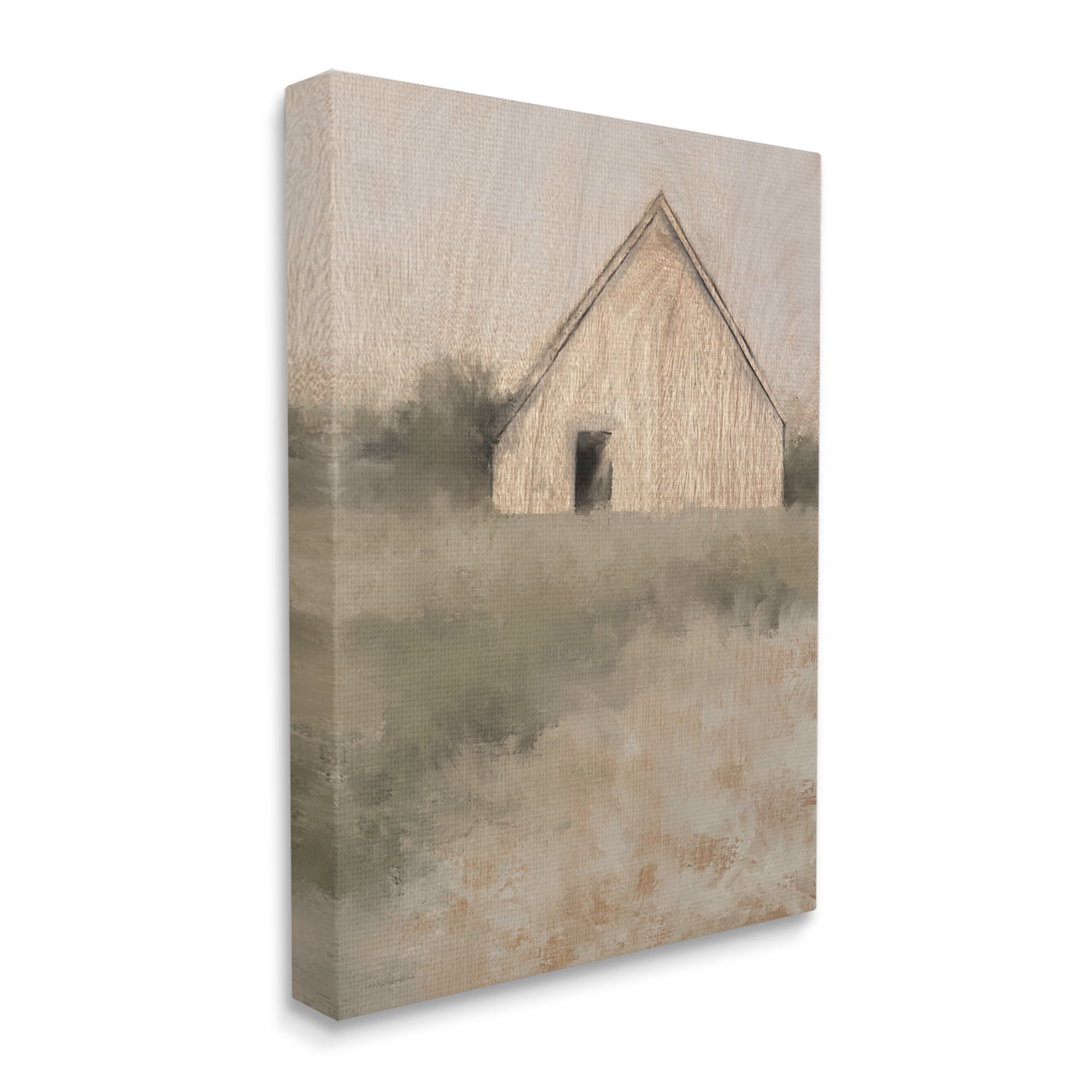 Stupell Industries Rustic Country Cottage Triangle Roof Distressed Landscape Painting, 30 x 40,Design by Kamdon Kreations