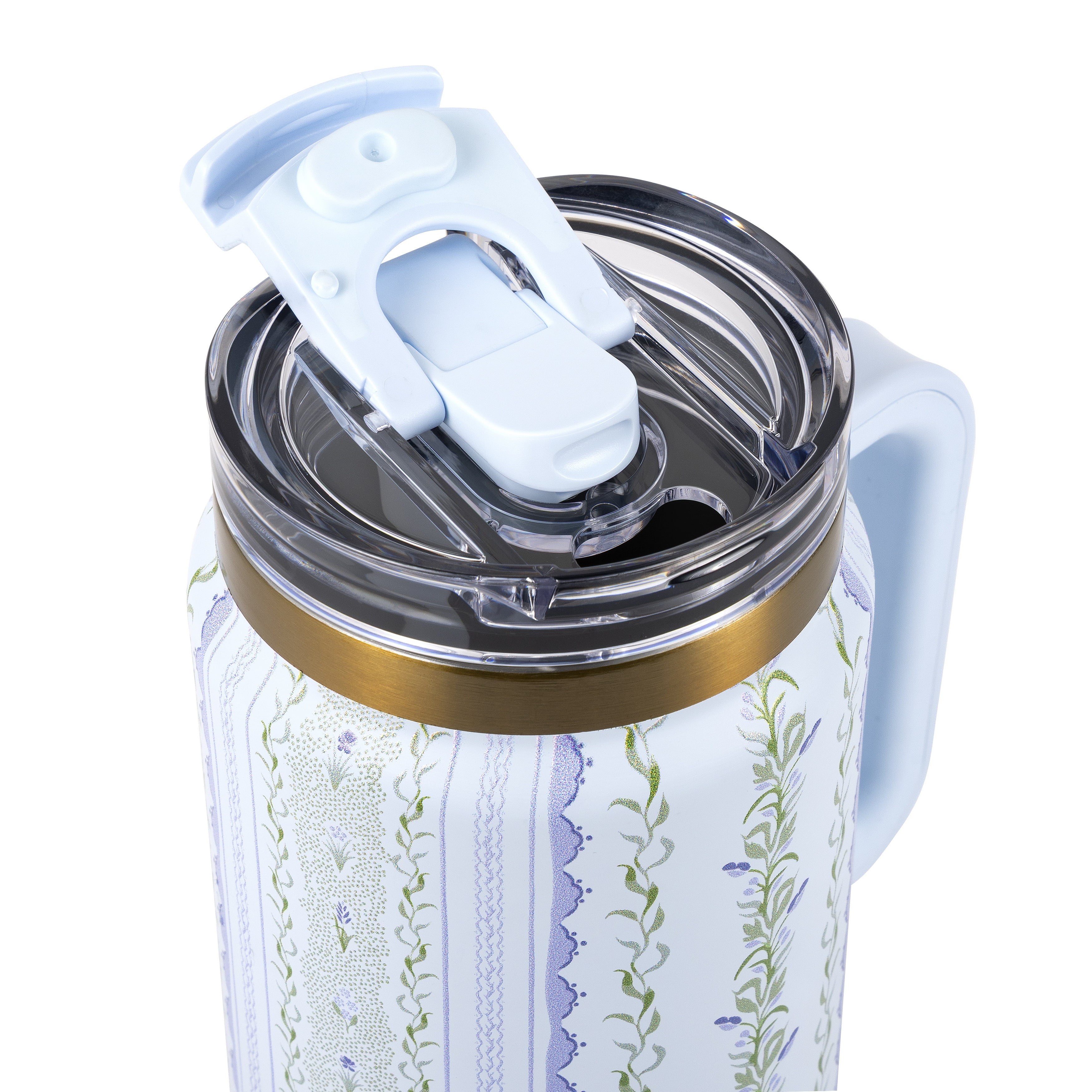 Thyme & Table 32oz Stainless Steel Luna Tumbler with Handle and Dual Straw Lid, Botanical