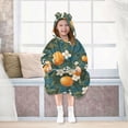 thumbnail image 7 of FORMRS Wearable Blanket Hoodie with Sleeves for Kids Cozy Flannel Sweatshirt, Green Floral Orange, 7 of 7