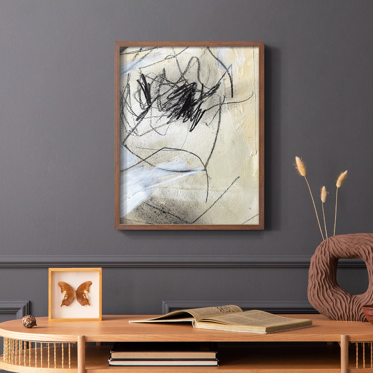 Masked Notes VII Framed Print in Brown Solid Wood Framed Print No Nail Hanging