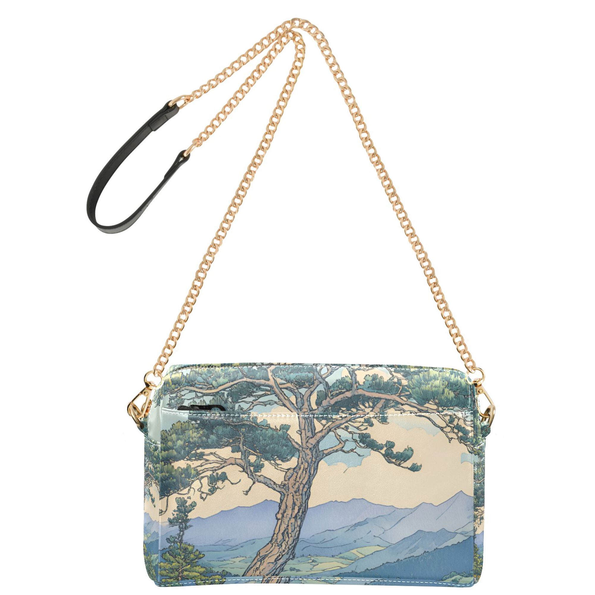 FORMRS Women Crossbody Purse with Chain Strap Vegan Leather Shoulder Handbag, Beige Mountain