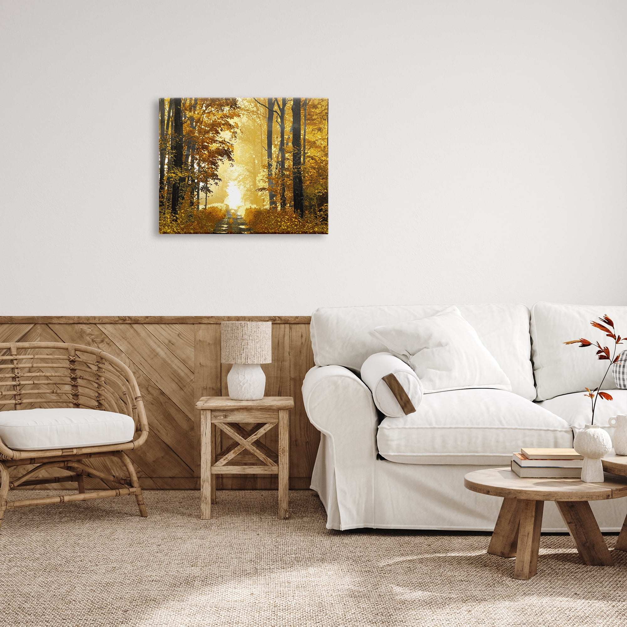 Stupell Industries Autumn Path Landscape Nature Painting Gallery Wrapped Canvas Print Wall Art, 30 x 24