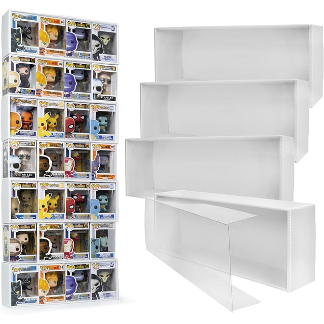 4X4 Version Display Case Compatible with Fnko Pop Boxes, Stackable 4 Single Row, with Clear Cover to Protect Your Collection Against Dust (Holds 16 Pops)
