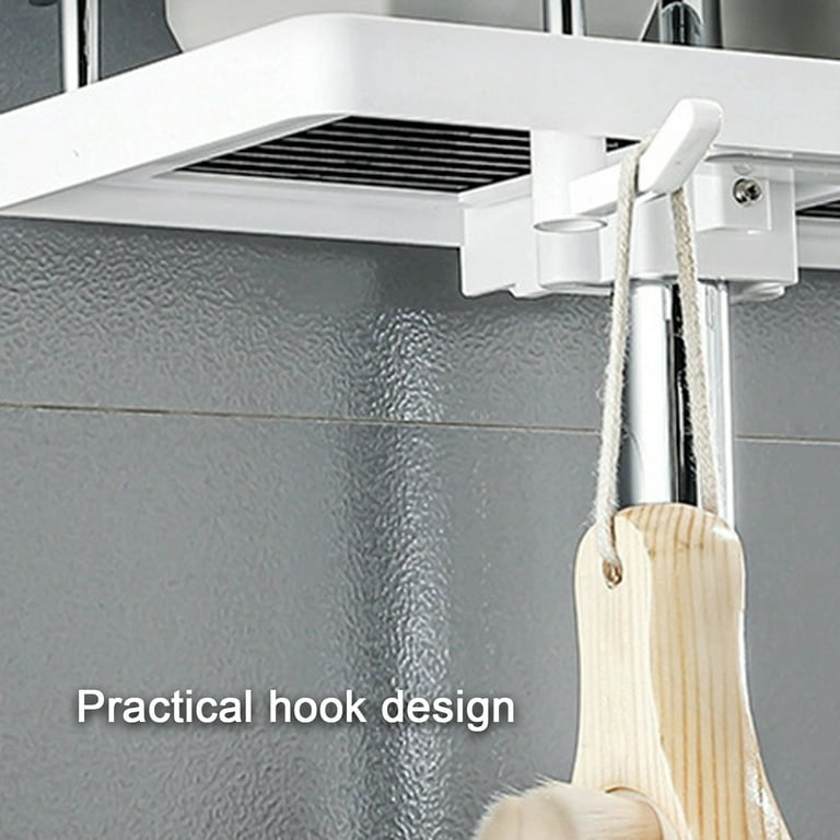 Household Tools Shower Rack Punch-free Shower Caddy Shelves Slide Bar for  Shower Head, Shampoo, Soap HolderSuitcase,with Stainless Steel Guardrail