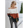 thumbnail image 3 of Pulls Femmes Robe Oversize Manches Longues Sexy hors Épaule Couleur Bloc Pull Pull Tops, 3 of 7