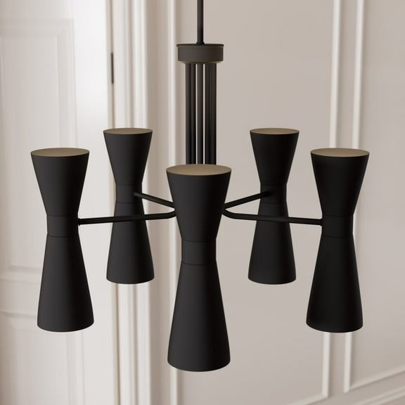 Hunter - Zola 10-light Matte Black, Large Chandelier, Dimmable, Formal Style, Pharmacy Shaped, for Bedrooms, Dining, Living Rooms - 19896