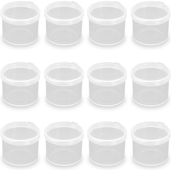 ABCISI 24 Pack 0.67 oz Empty Round Plastic Bead Jar, Mini Transparent Round Storage Containers Box for Fishing Tackles and Small Items and Other Craft Projects (1.42 x 1.18 inch)