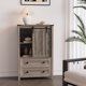 thumbnail image 3 of Cómoda de 5 Cajones Estilo Granja, Armario de Madera con Puerta Corrediza de Granero, 122 cm de Alto, Estante Ajustable, Organizador Ahorra Espacio para Recámara, Sala, Pasillo – Blanco/Gris/Nogal, 3 of 8