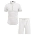 thumbnail image 5 of COOFANDY Men's 2 Pieces Linen Set Henley Shirt Short Sleeve and Shorts Summer Beach Yoga Matching Outfits, 5 of 9