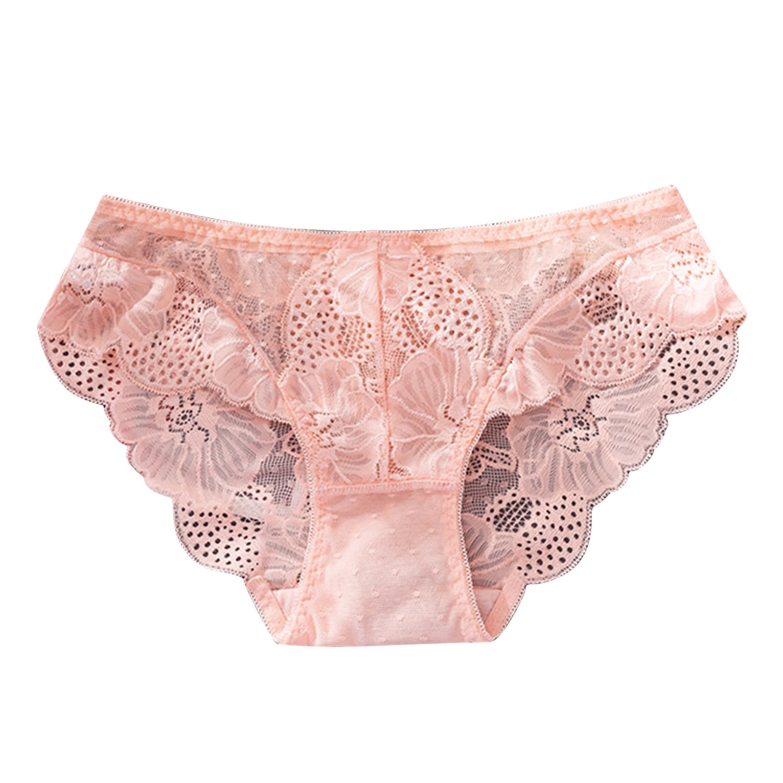 JDEFEG Nylon Granny Panties Women Lace Underwear Breathable Hipster Panties  Stretch Seamless Briefs Plus Size G String For Women 2Xl Lace Pink Xl 