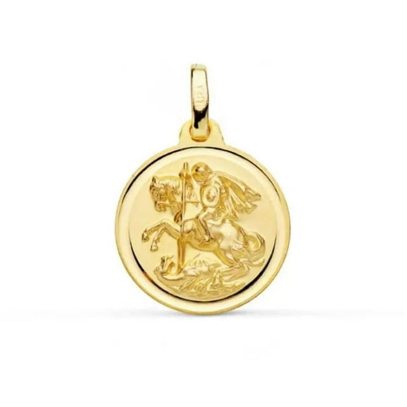 18K Solid Yellow Gold Saint George Medal 16mm.