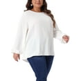thumbnail image 4 of Agnes Orinda Women's Plus Size Tops Crew Neck Chiffon Blouses Swiss Dots Long Sleeve Shirts Top 2X White, 4 of 6