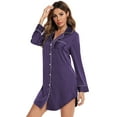 thumbnail image 2 of Eternatastic Button Down Nightgowns for Women Long Sleeve Night Shirt Sleep Shirt V-Neck Sleep Dress Pajama Sleepwear, 2 of 7