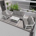 thumbnail image 4 of Kevinplus HIPS Loveseat with Cushion, Wood Grain Outdoor Garden Sofa,White/Grey, 4 of 8