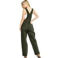 thumbnail image 3 of Revolt Women's Juniors Baggy Straight Leg Twill Overalls (16, Olive), 3 of 4