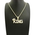 thumbnail image 3 of HIP HOP ICED 14K GOLD PLATED CUBIC ZIRCONIA KING PENDANT & 2mm 24" ROPE CHAIN FASHION NECKLACE LUXURY SET, 3 of 7